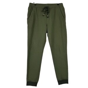 REI Co-op‎ Jogger Pants Mens Medium Olive Green Quilted Cotton Drawstring 266s